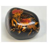 Orange Koi Fish On Black Rock Stone Glossy Paper