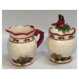 CRACKER BARREL CHRISTMAS CERAMIC SUGAR & CREAMER