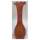 Hand Blown Art Studio Glass Vase Vibrant Red