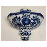 Ceramic Blue and White Wall Pocket as Pictured