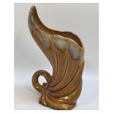 Beautiful Fan Vase With Looped Handles Brown Drip