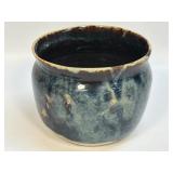 Studio Pottery Sugar Bowl Blues Greens Glazed