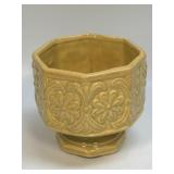 Vintage Octagonal Pedestal Planter in Mustard