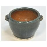 Double Handled Pottery Bowl Signed 4ï¿½ Dia.