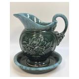 Hull Pottery Teal Green Drip Glaze A50 A51 Rose
