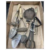 Tray Lot of Some Early Kitchen Tools as Pictured