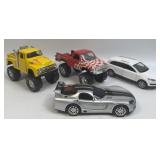 3 Assorted Die Cast and 1 Plastic Cars As