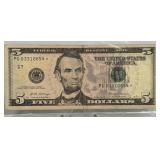 2017 A Series $5 Bill Star Note