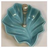 Vintage 1957 Aqua Blue Appetizer Leaf Shaped Dish