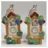 2- Ceramic Cuckoo Clock Wall Pocket - Japan 6ï¿½