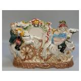 Ceramic Horse & Carriage TV Lamp 2 Horses Art