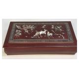 Vintage Wood Rectangle Box with Inlay of MOP