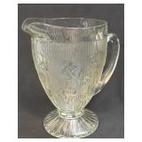 Vintage Jeanette Heavy Glass Iris 7 Cup Pitcher