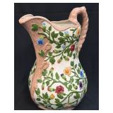Vintage Hand Painted Ceramic Floral Pitcher