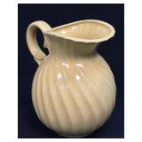 Yellow Ceramic Swirl Pitcher Made In Japan 5.25"