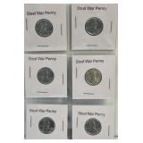 Set of Six Steel War Pennies as Pictured