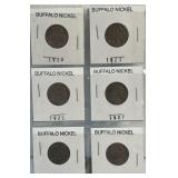 Set of Six Buffalo Nickels as Pictured