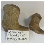 Vintage Frankoma Wall Pocket Boot and Miniature