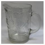 Vintage Glass Pitcher Embossed Dove Birds Tulip