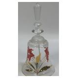 Vintage Crystal Glass Bell with Floral Orange