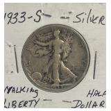 1933 S Walking Liberty Silver Half Dollar