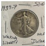 1937 P Walking Liberty Silver Half Dollar