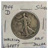 1944 D Walking Liberty Silver Half Dollar