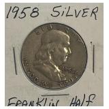 1958 Silver Franklin Half Dollar