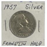1957  Silver Franklin Half Dollar