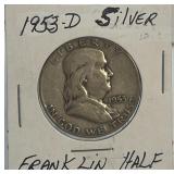 1953 D Silver Franklin Half Dollar