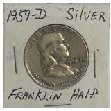 1959 D Silver Franklin Half Dollar