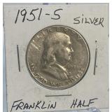 1951 S Silver Franklin Half Dollar