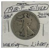 1918 P Silver Walking Liberty Half Dollar