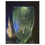 Rocket Vase Etched Crystal Glass Manganese Glow