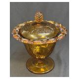 Indiana Glass Amber Footed Pedestal Lidded