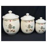 Vintage Thomson Pottery Birdhouse Canister Set