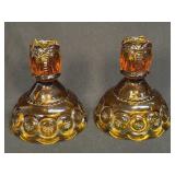 Vintage L.E. Smith Amber Moon and Star Glass 2