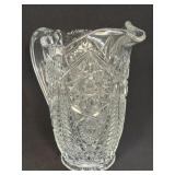 Vintage Press Hobstar Glass Pitcher 8.25"