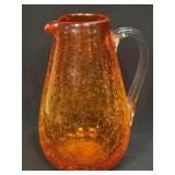 Vintage Hand Blown Blenko Crackle Glass Pitcher