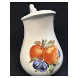Vintage Ceramic Pitcher With Fruit Design 8.5"