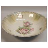 Vintage Handpainted Floral Ceramic Bowl 10.5 " No