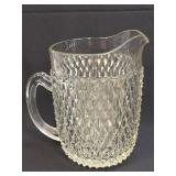 Vintage Indiana Glass Pitcher Diamond Point 8.25"