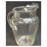 Vintage Clear Glass Pitcher With Ice Lip 9"