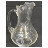 Vintage Wide Bottom Clear Glass Mold Blown Pitcher