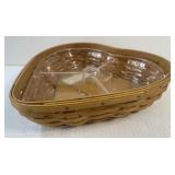 Longaberger 2004 Heart Shaped Basket With 3 Part