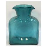 Vintage Blenko Glass Pitcher Teal Sea Green 8"