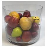 7" Glass Container with Assorted Pieces of Faux