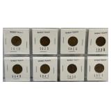 Set of 8 Old Wheat Pennies as Pictured