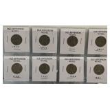 Set of 8 Old Jefferson Nickels as Pictured