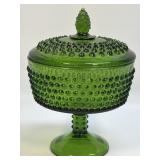 Vintage Fenton Pedestal Glass Hobnail Christmas